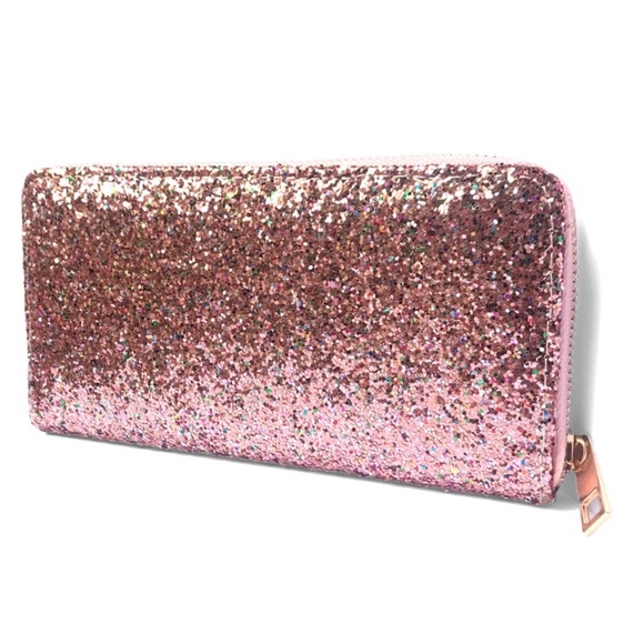 1 LEFT! Pink Glitter Fancy Elegant Glitter Wallet Holiday Date Wedding - Picture 2 of 6